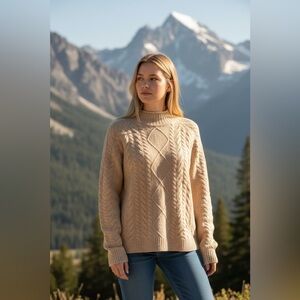 J. Crew Tan Sweater Supersoft Merino Wool & Alpaca Cozy Warm Rollneck Stylish L